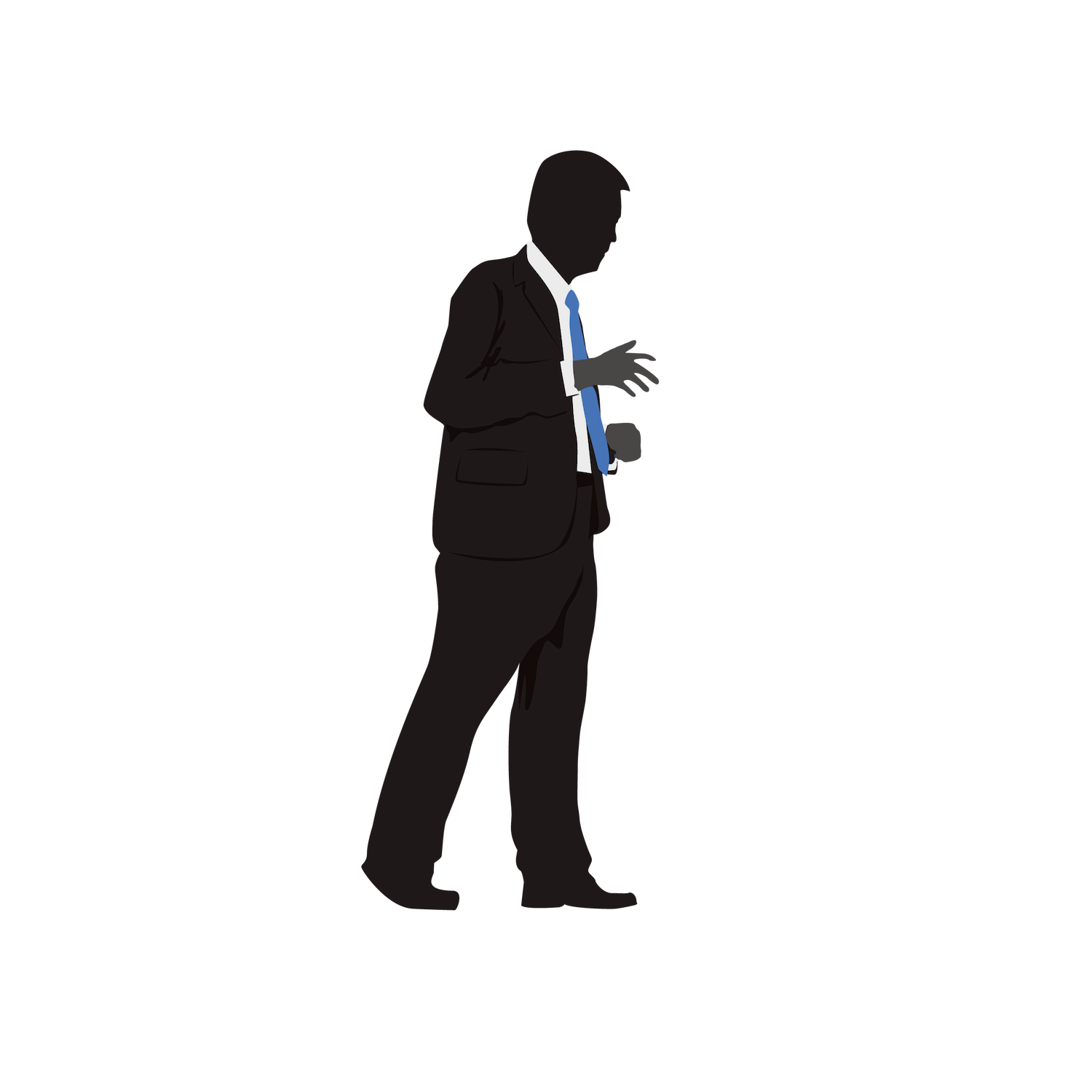 black standing business man in suit