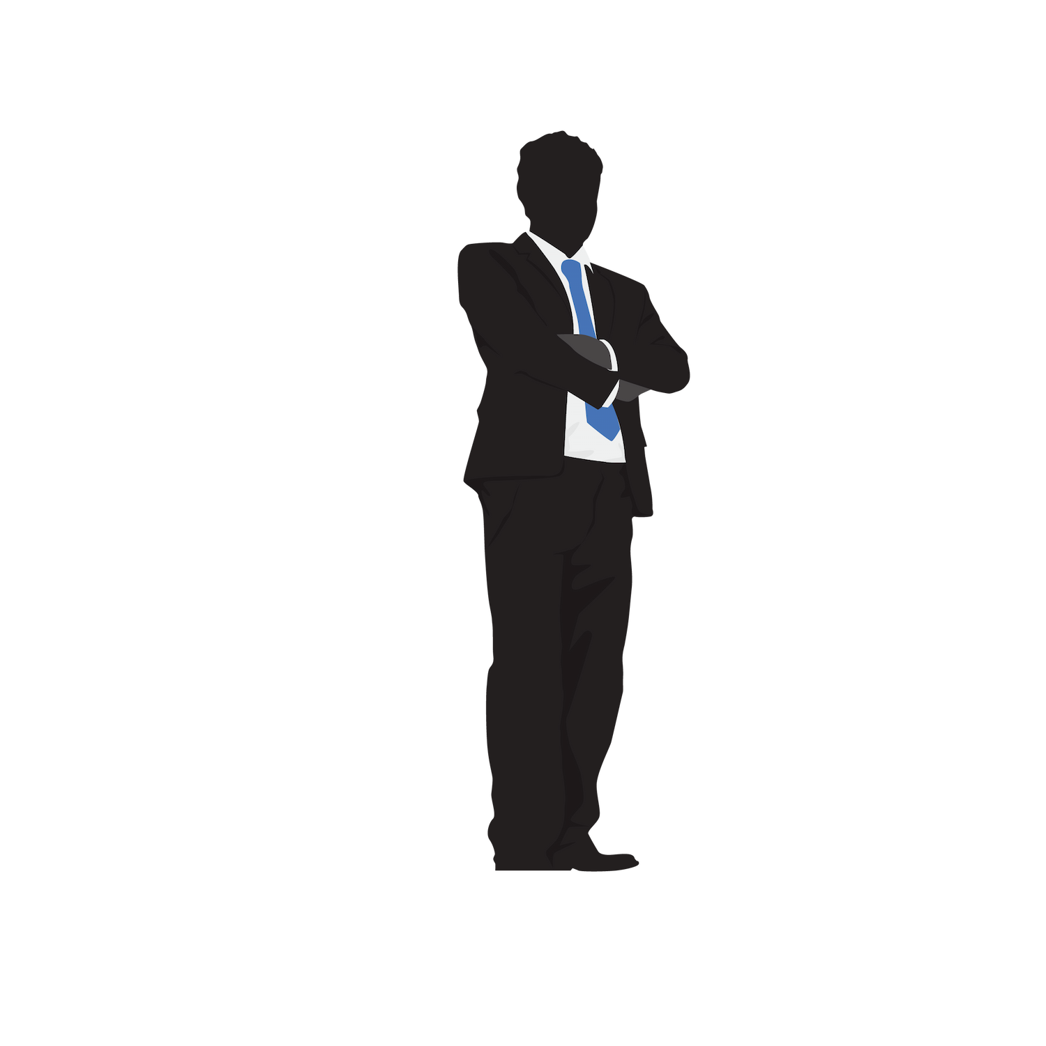 black standing business man in suit