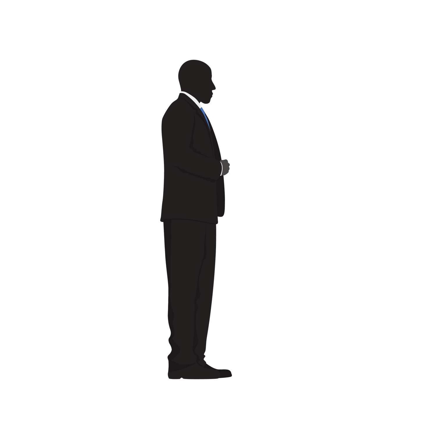 black standing business man in suit