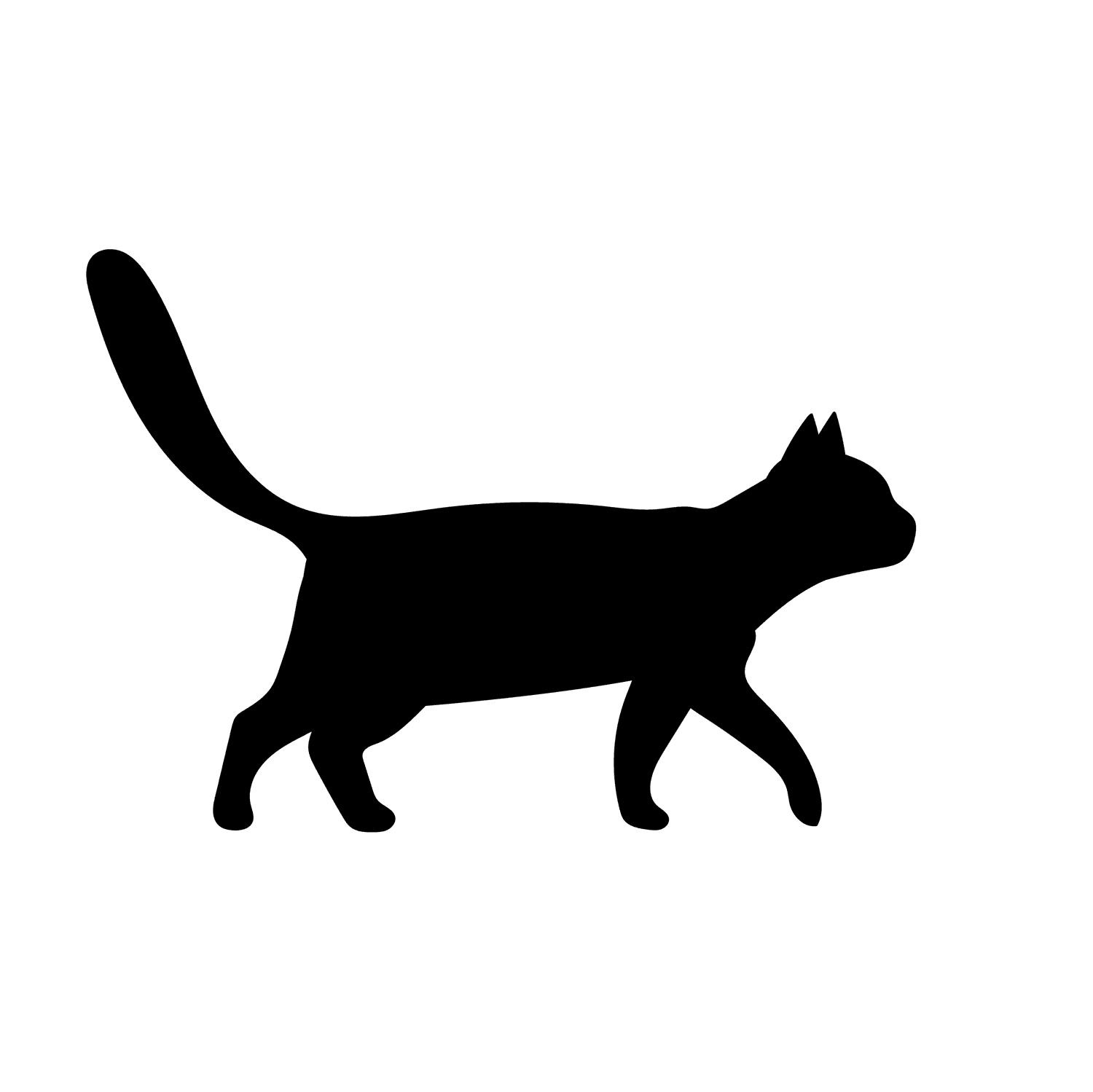 black walking cat silhouettes