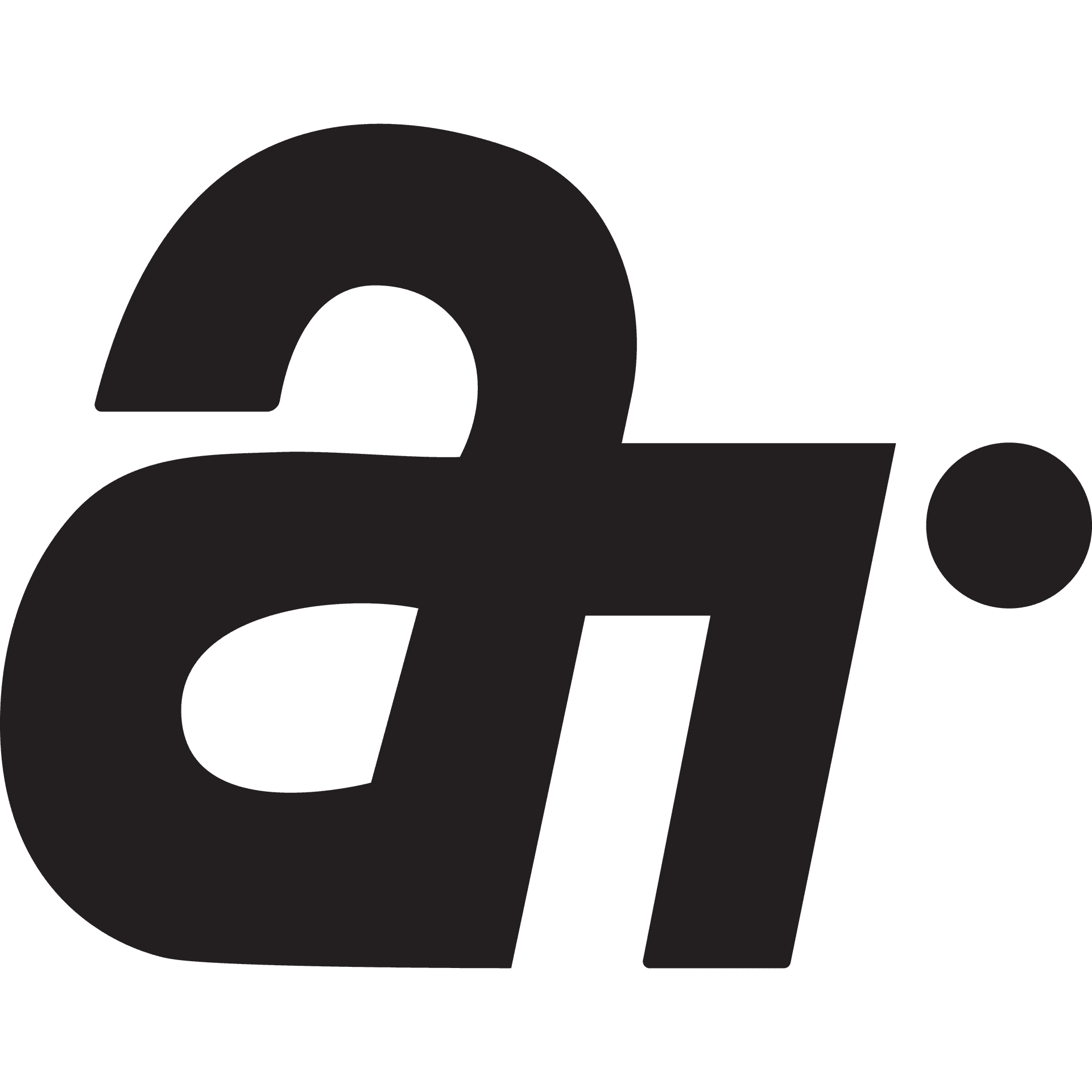 abstract flat logo featuring stylized black letters a and r connected with a circle