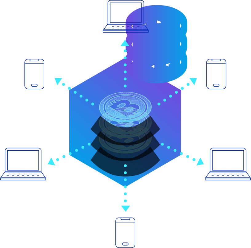 innovative blockchain and cryptocurrency concept with distributed ledger technology and digital assets