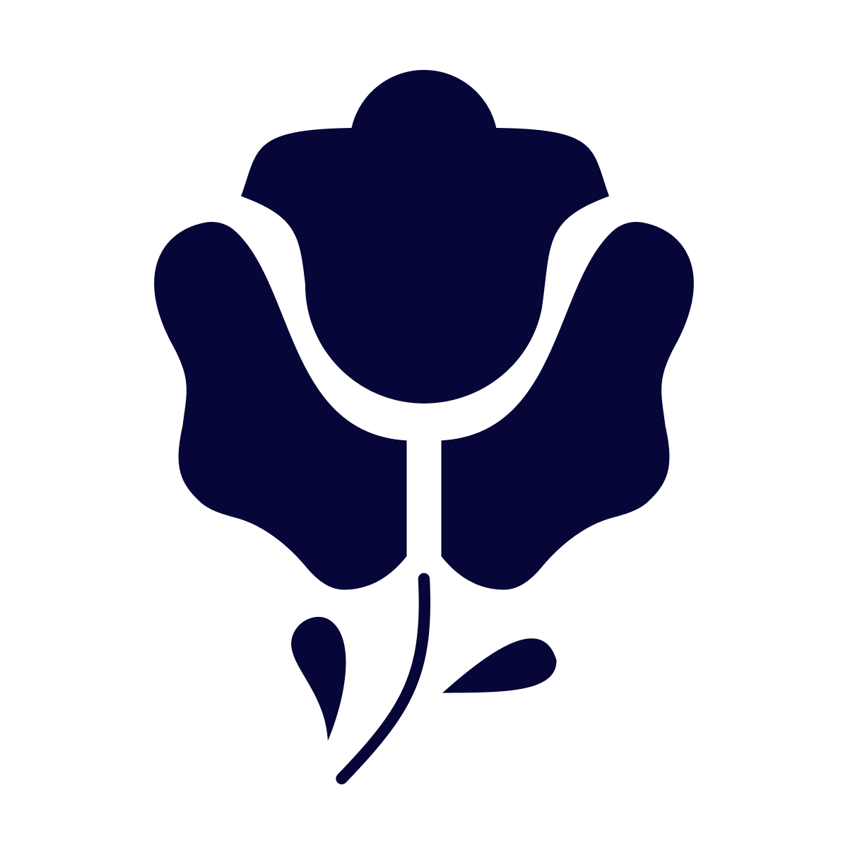 stylized abstract floral logo resembling a tulip shape