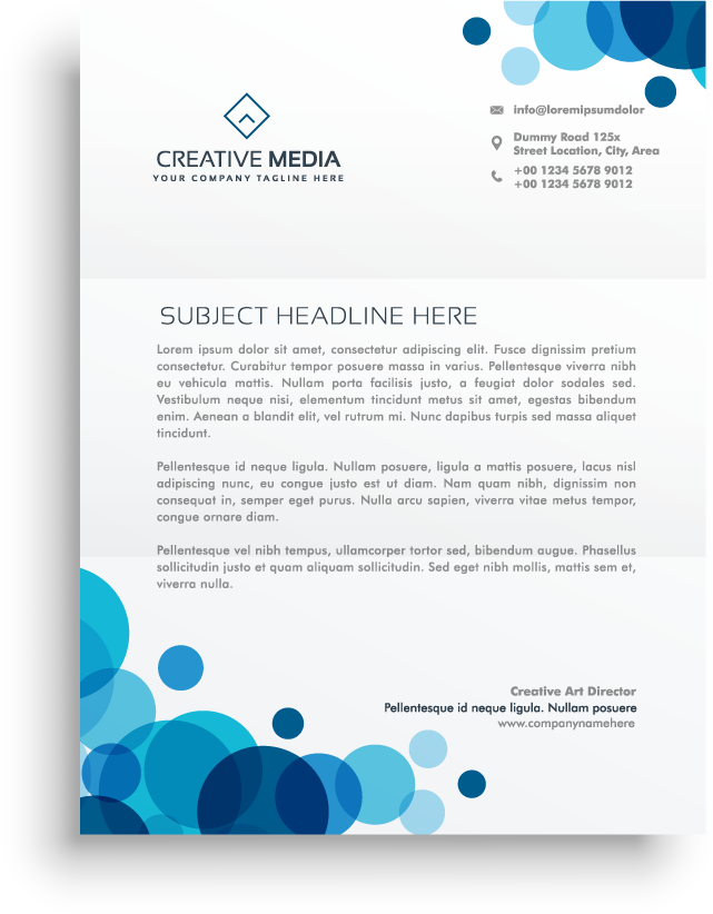 blue abstract business stationery set with modern shapes for professional branding needs