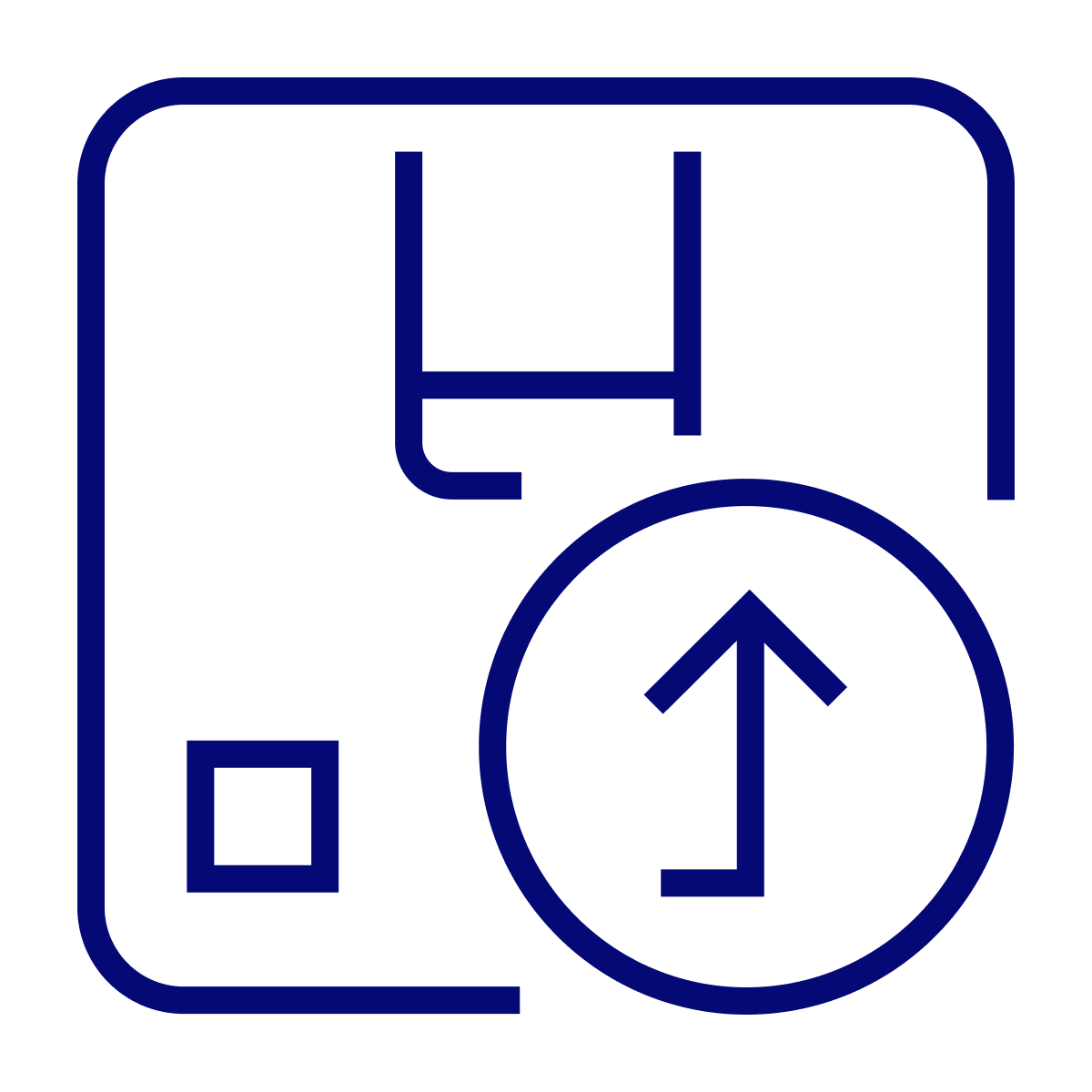 blue box upload icon minimal line art