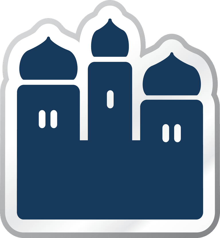 blue cartoon icon vector of a stylized fortress with domes for playful applications