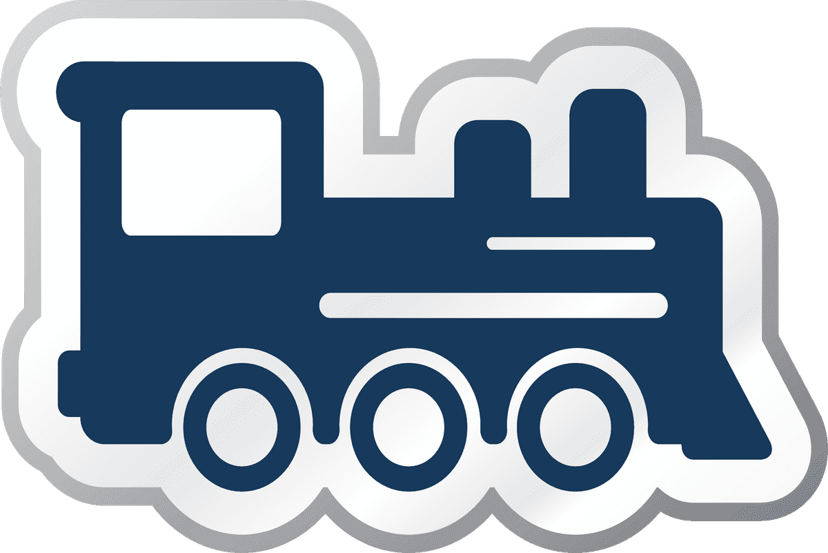 blue cartoon icon vector of a playful locomotive for children’s apps and materials