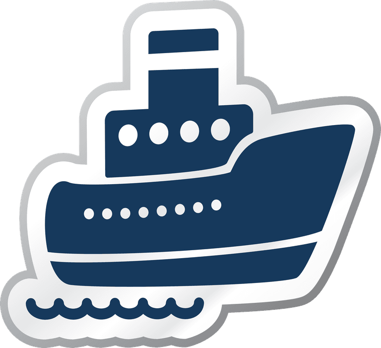 blue cartoon icon vector of a ship suitable for web and mobile applications