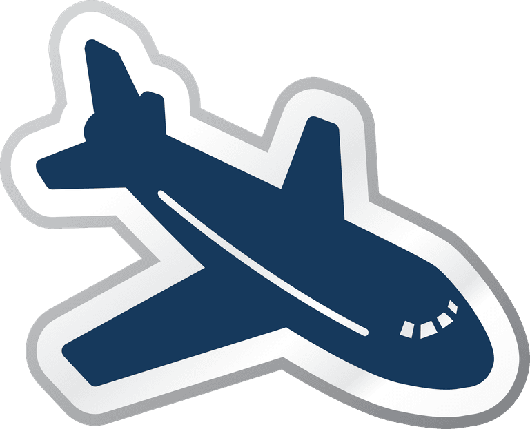 blue cartoon icon vector of an airplane for travel and aviation themed projects