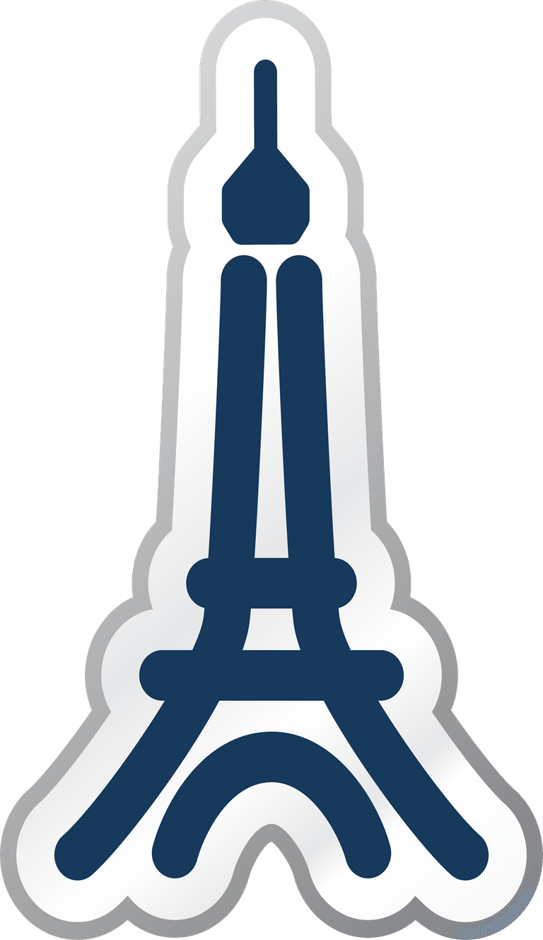 blue cartoon icon vector of eiffel tower for travel themed projects and applications