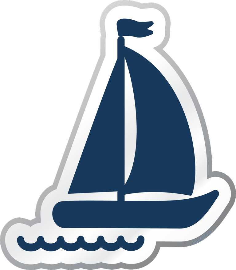 blue cartoon icon vector of a sailboat for marine activities and nautical themes