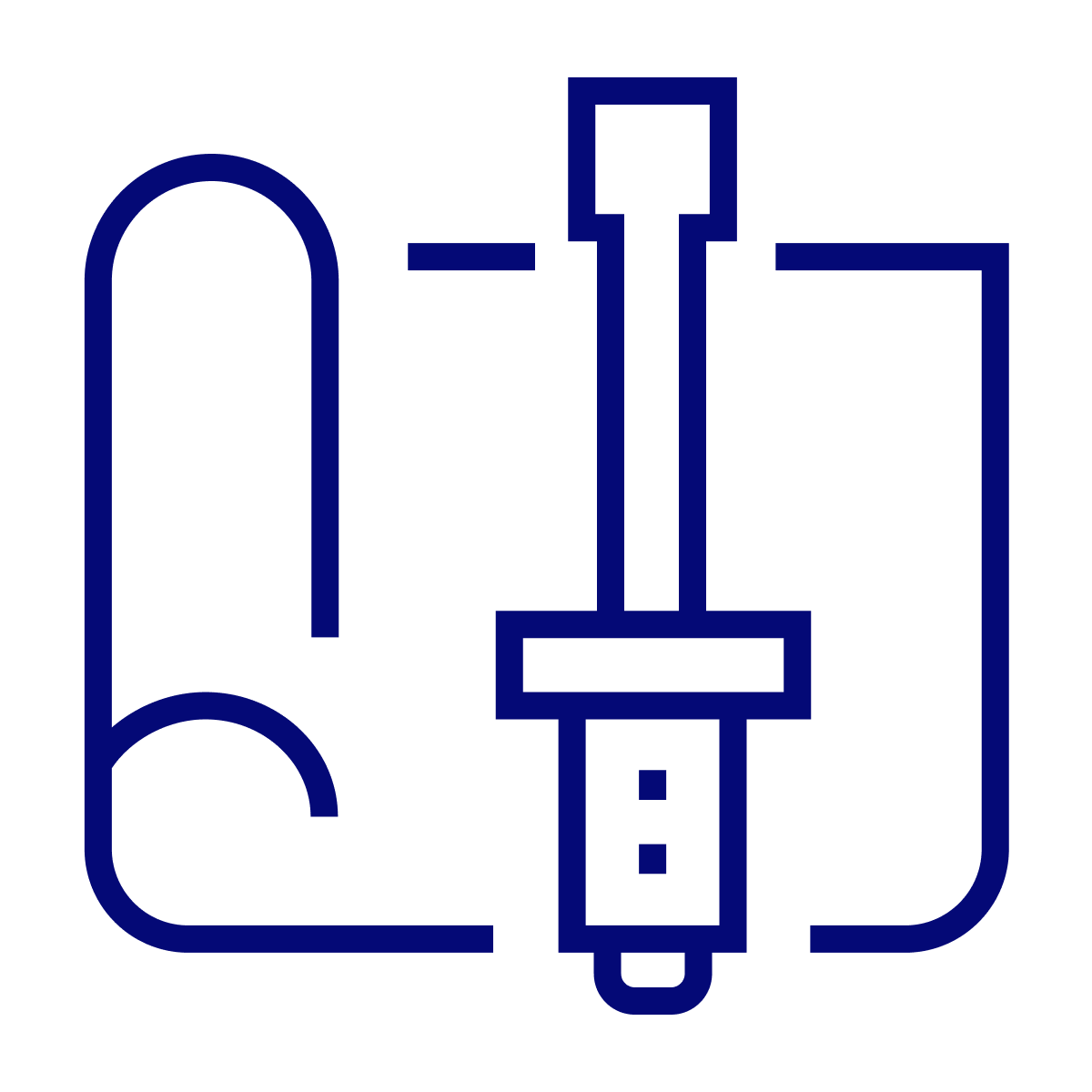blue line art spark plug icon design