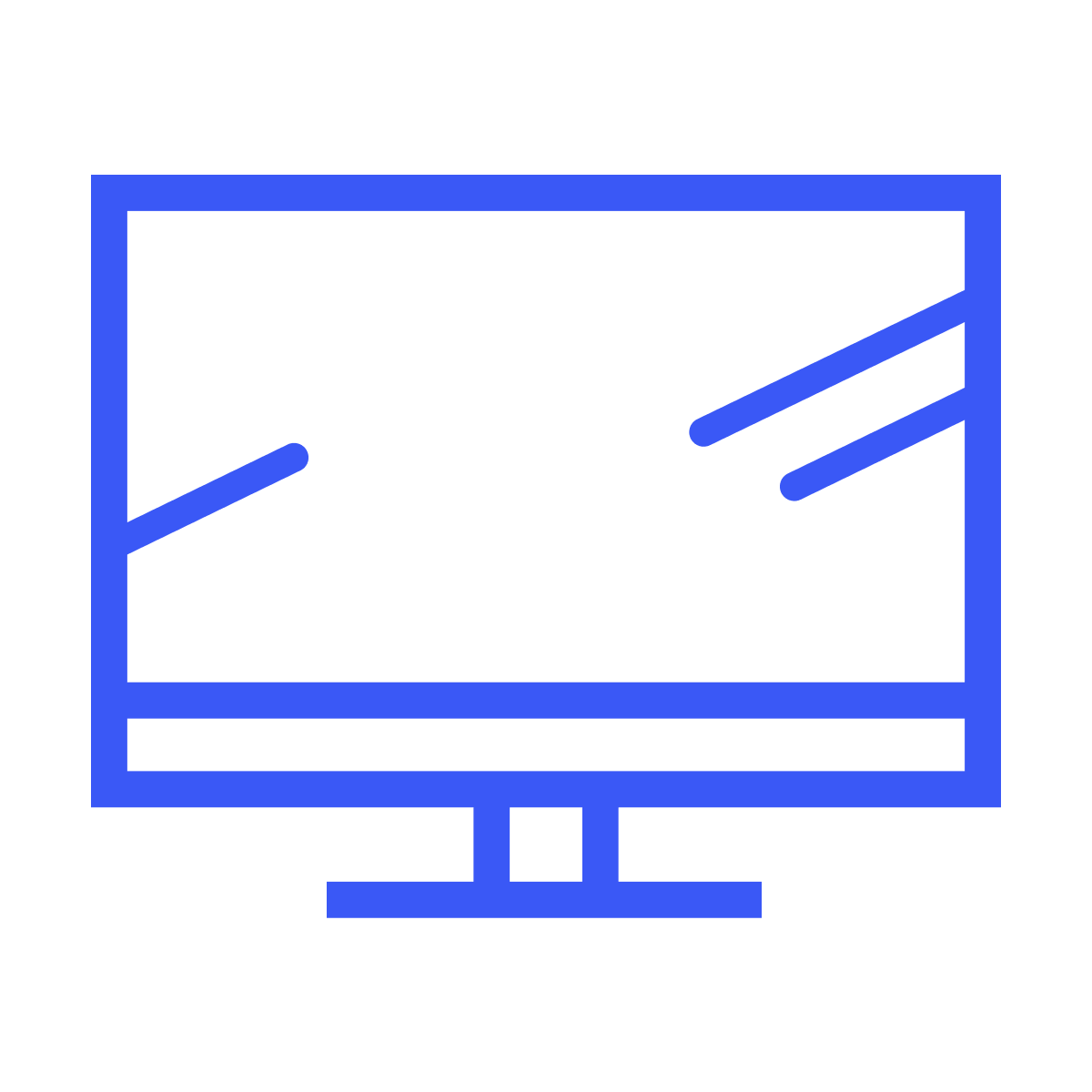 simple line art monitor icon representing screen display for user interface and website navigation