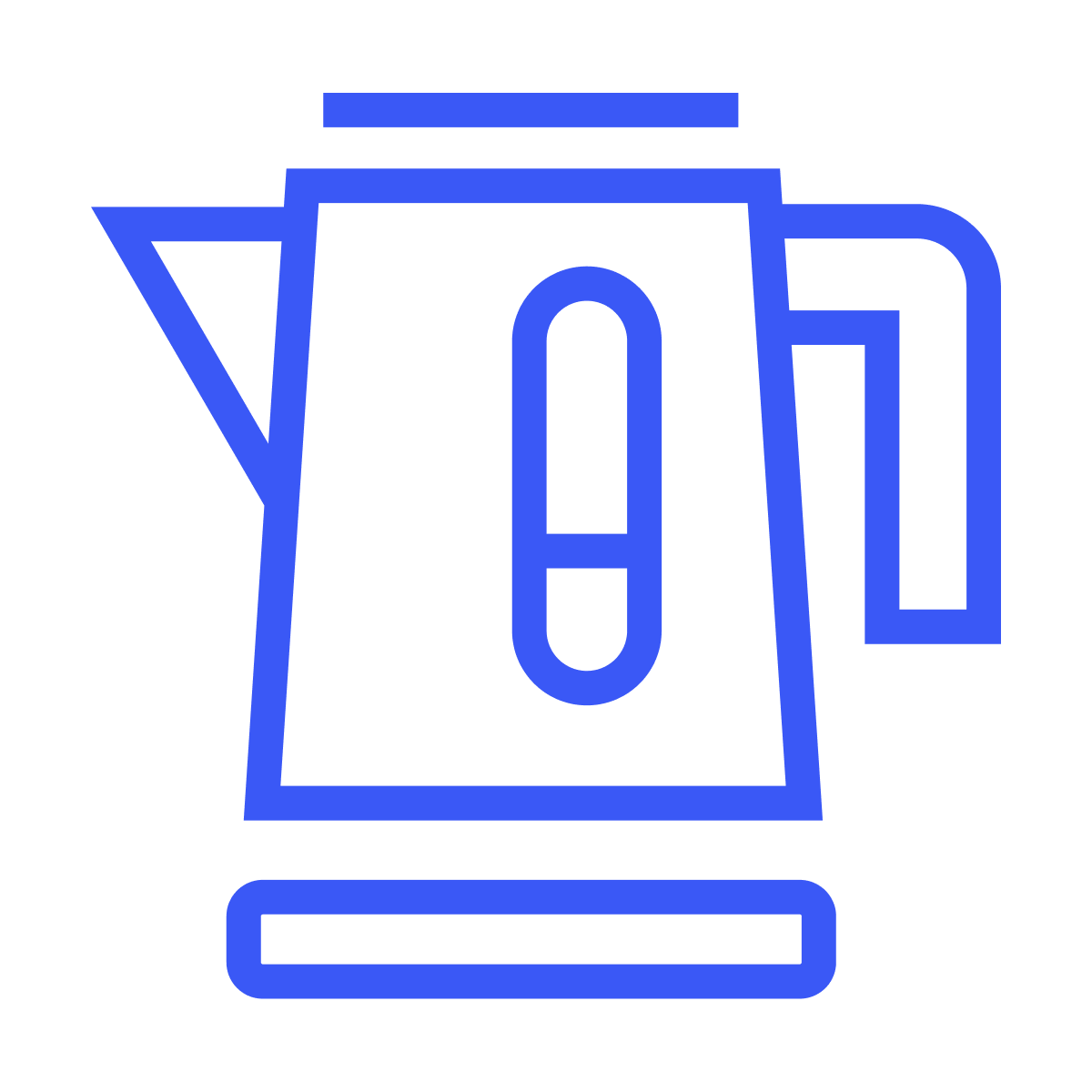 minimalist line art electric kettle icon for hot water and beverage preparation in kitchen apps