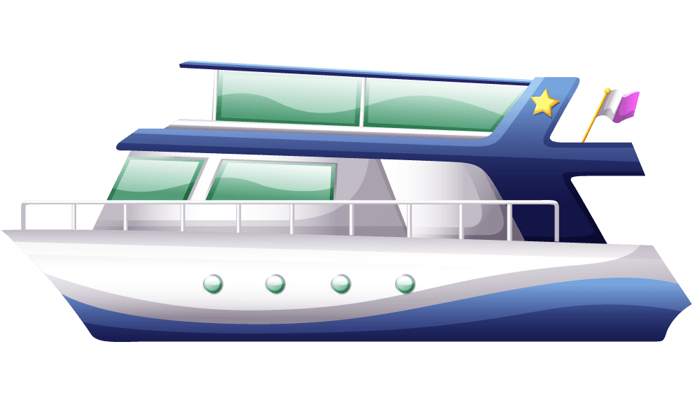 boat and ship on white background