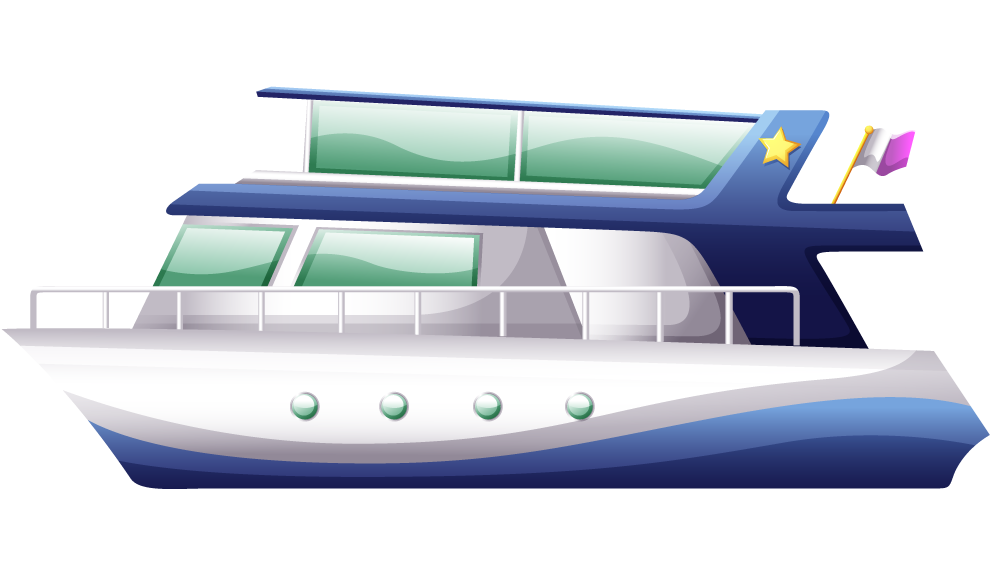 boat and ship on white background