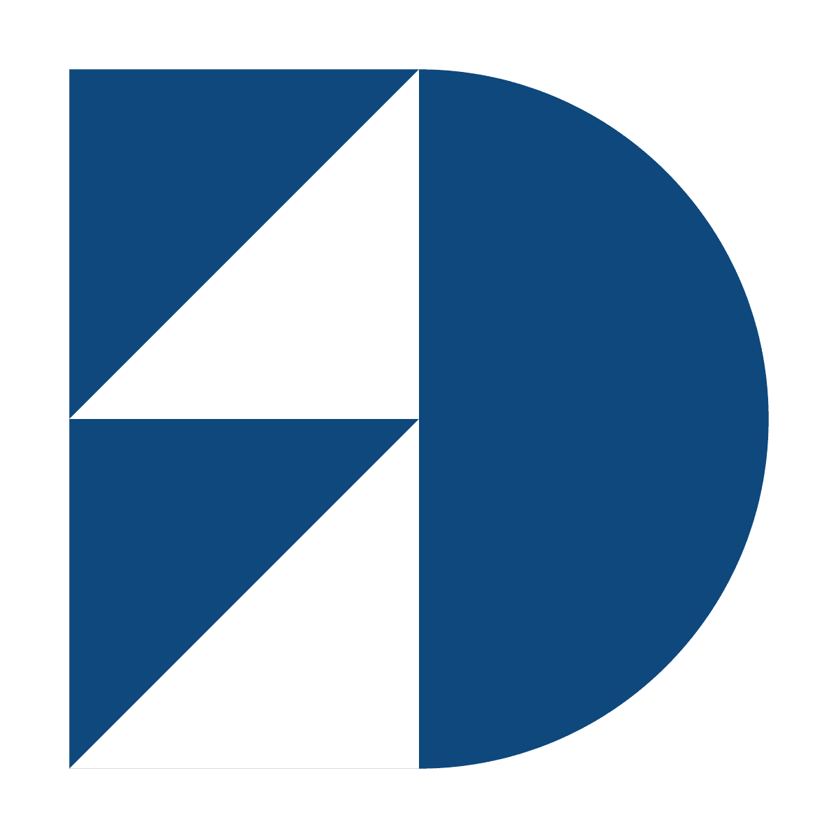 bold blue wordmark logo with stacked d letter