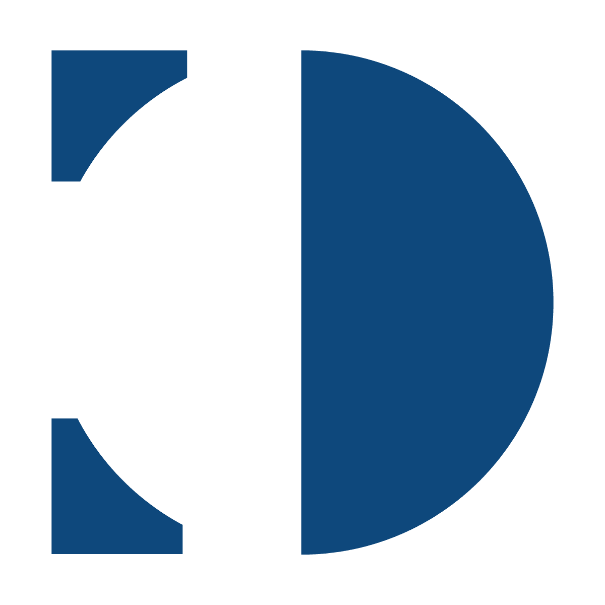 bold blue wordmark logo with stacked d letter