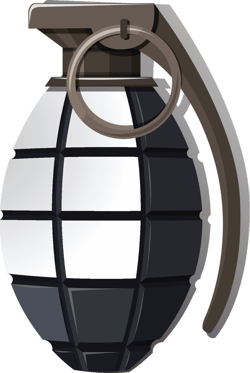 bombs and explosive objects illustration featuring a detailed grenade for military purposes