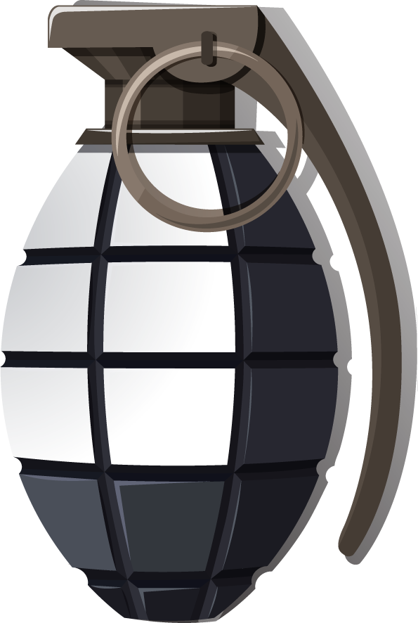 bombs and explosive objects illustration featuring a stylized grenade for military and game contexts