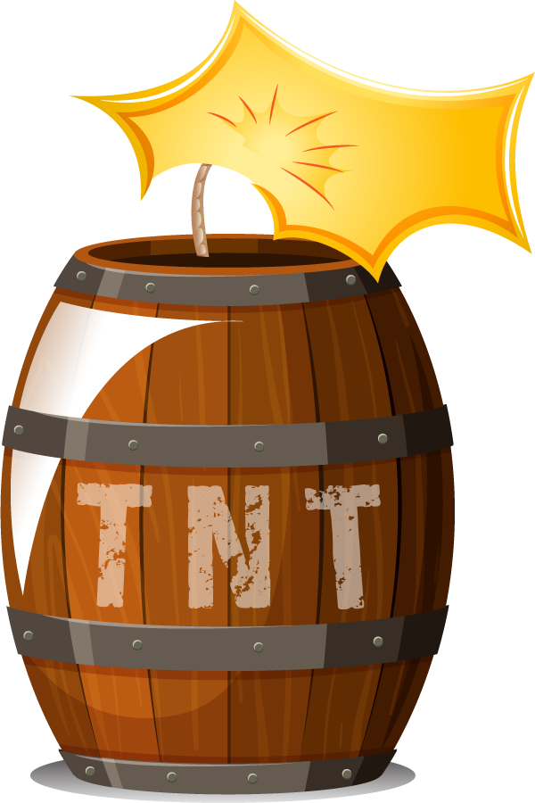 bombs and explosive objects illustration featuring a tnt barrel and dynamic elements