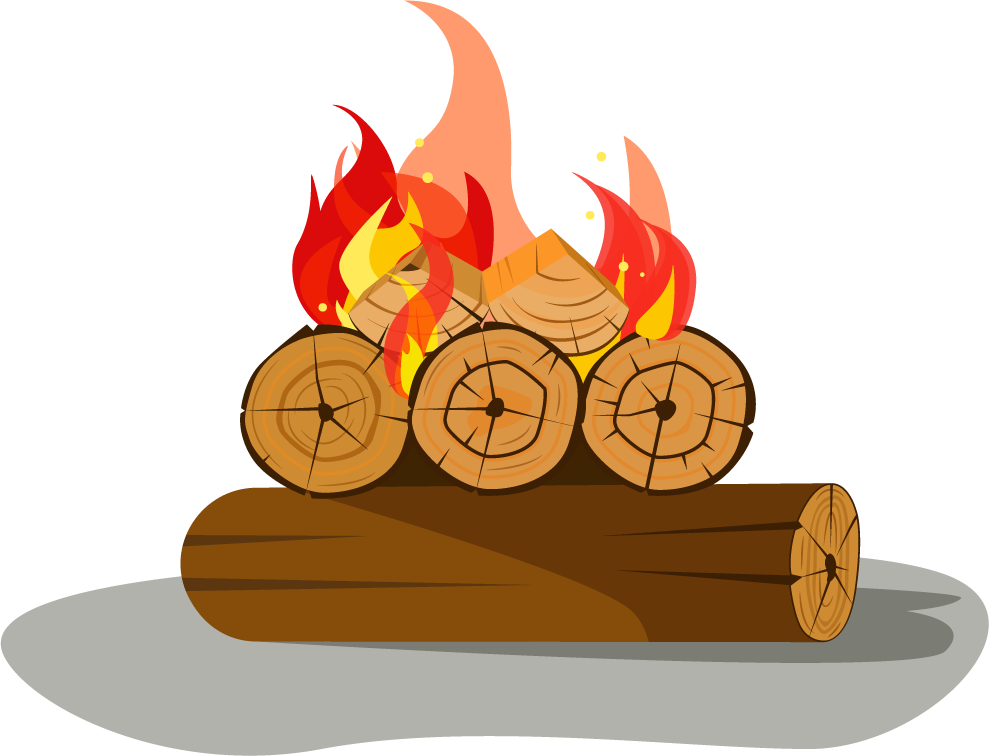 bonfire fire firewood illustration with vibrant flames and cozy outdoor ambiance
