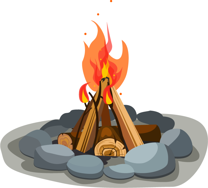 bonfire fire firewood illustration with vibrant flames for outdoor gatherings and camping