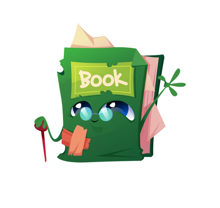 book magic set cartoon books characters with torn pages