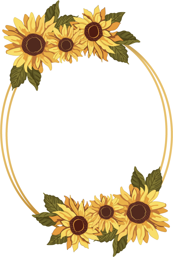 decorative floral frame border with sunflowers for elegant invitations and decor