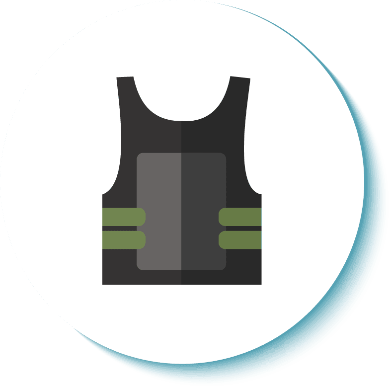 border guard icon flat featuring a tactical vest for security professionals and agencies