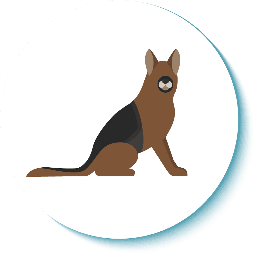 border guard icon flat featuring a loyal and vigilant canine companion for security purposes