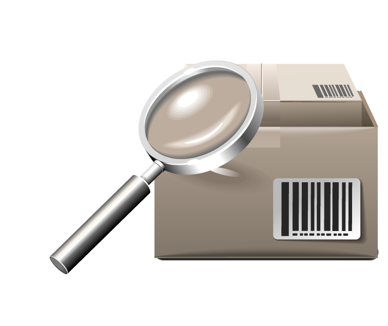 box shopping icon series with magnifying glass for efficient package tracking and delivery