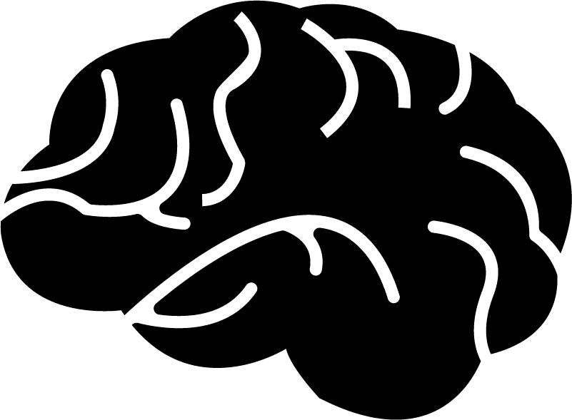 brain icons sets flat black white silhouette outline