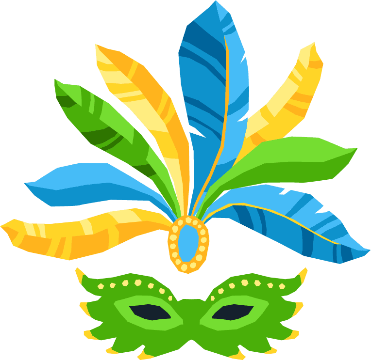 brazil carnival isolated icon with vibrant feathers and colorful mask for celebrations