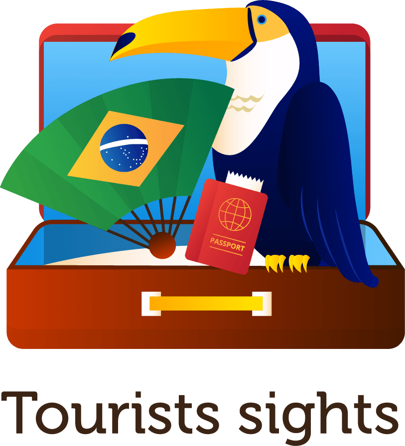 brazilian traditions landmarks recreational cultural attractions tourists flat poster
