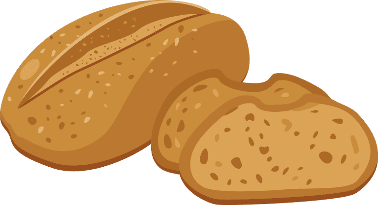 bread and pastry assortment,pan poka,tabatiere, epi baguette, bagel and slices breads illustration