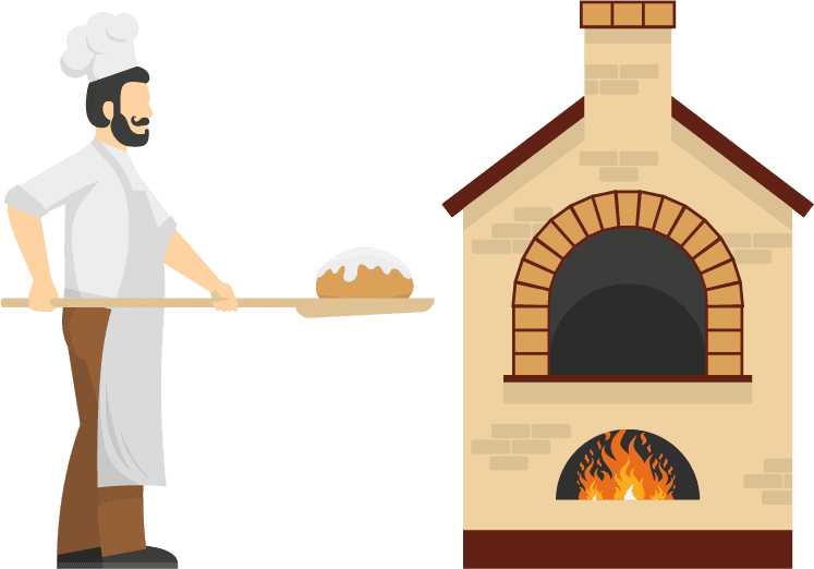 artisan baker bread making illustration