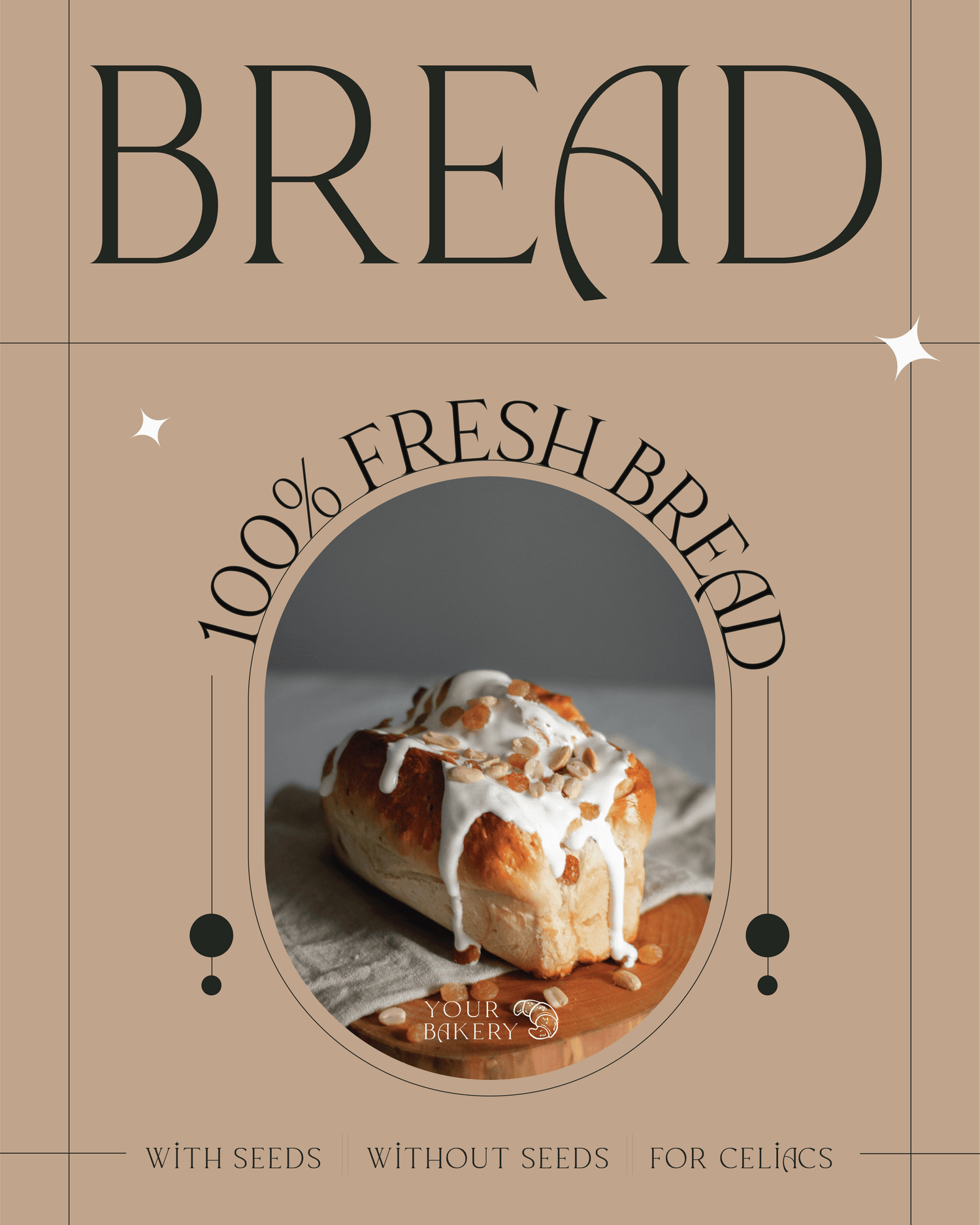 bread bakery advertising poster template with minimalist style