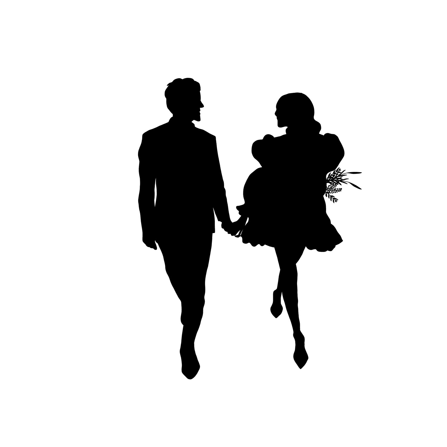 bride and groom wedding couples silhouette