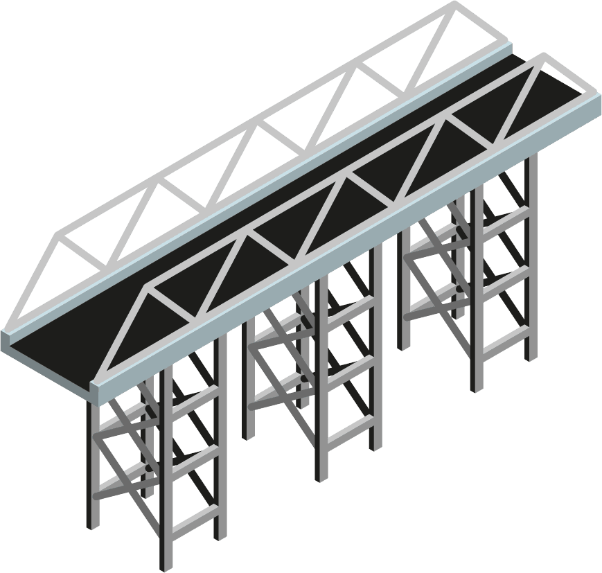 bridges details isometric elements collection with modern metallic constructions ancient wooden ston