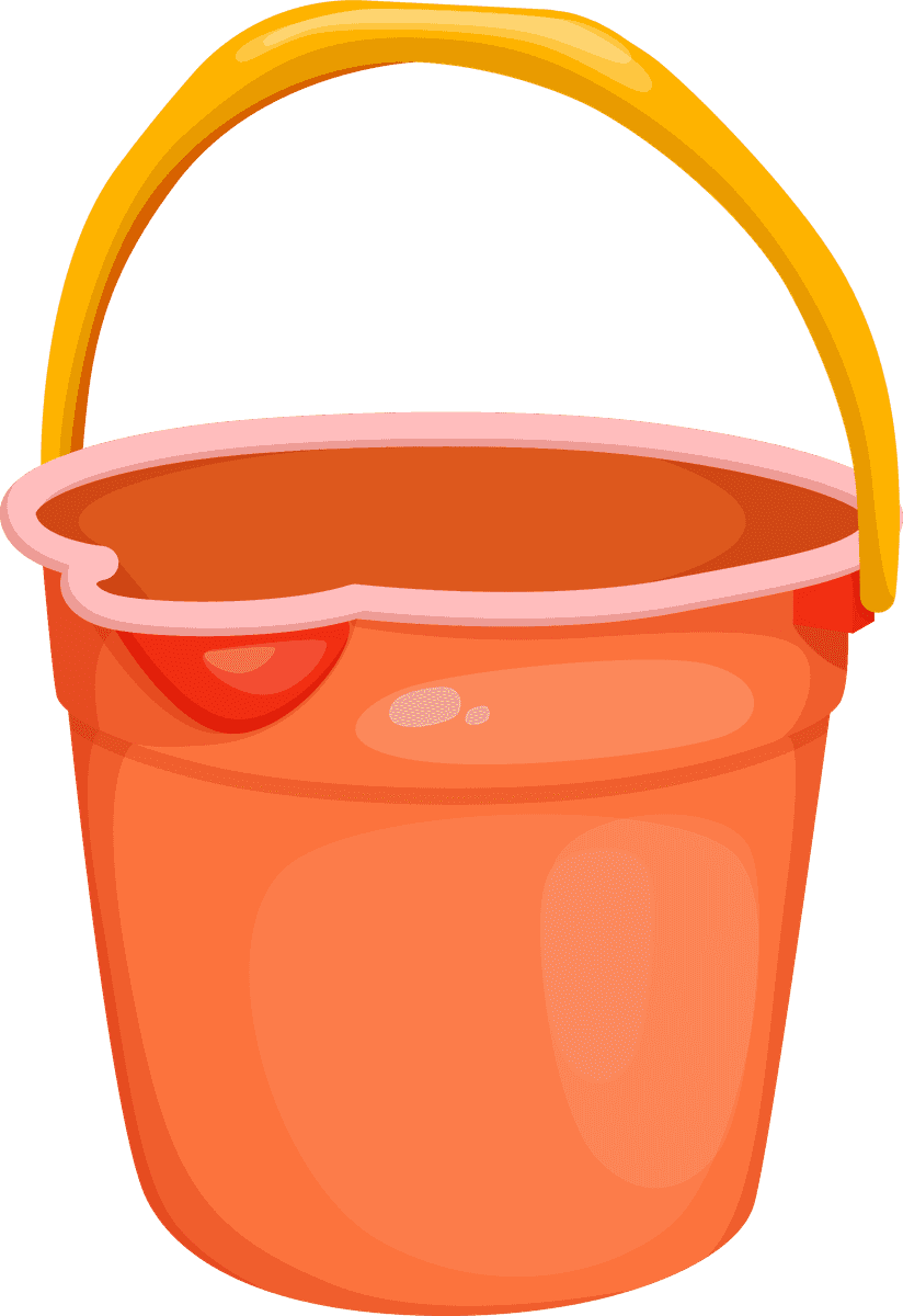 different materials buckets isolated for creative projects and organization needs
