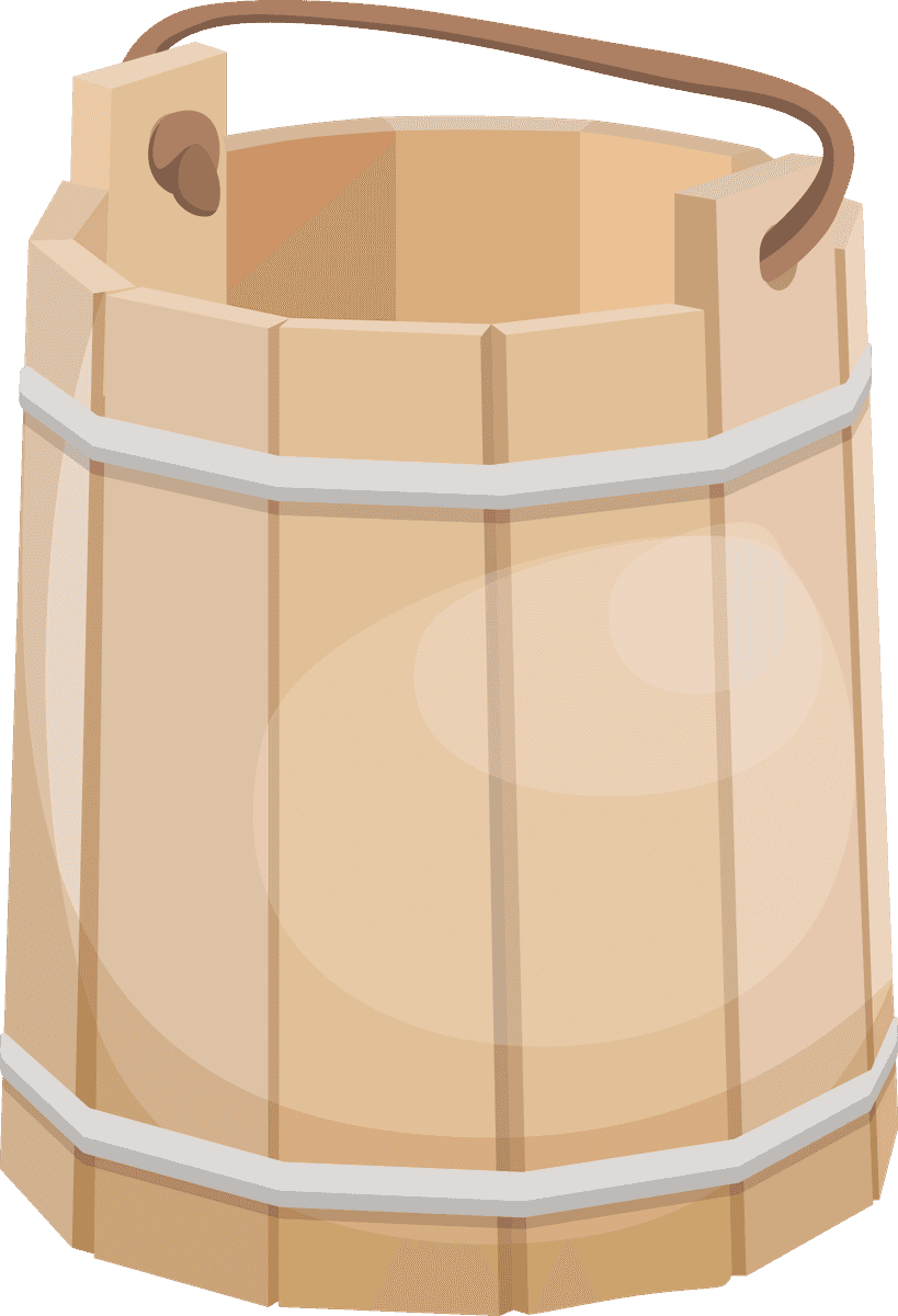 different materials buckets isolated for versatile storage solutions in creative projects