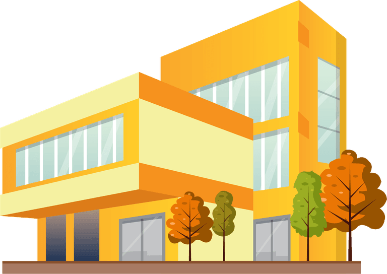building architecture icons colored modern 