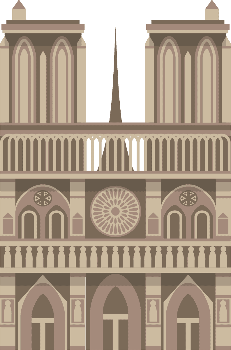 building france icons set featuring historical architecture in a minimalist style