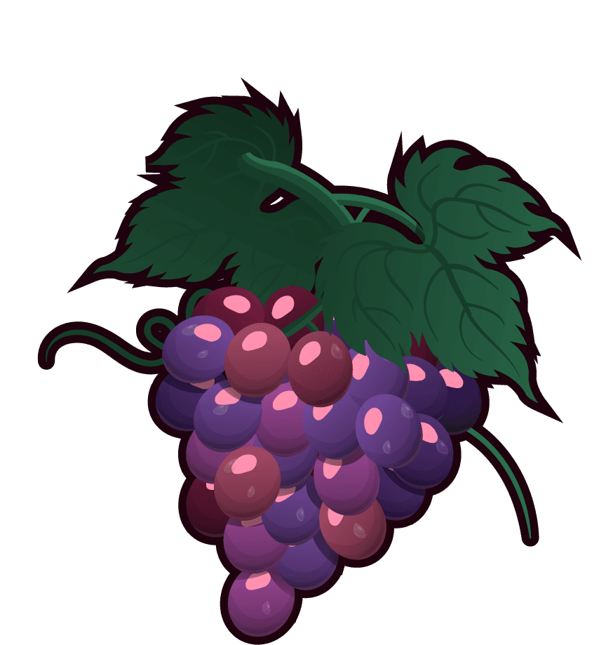 bunch of grapes menu elements retro barrel grape wine sketch