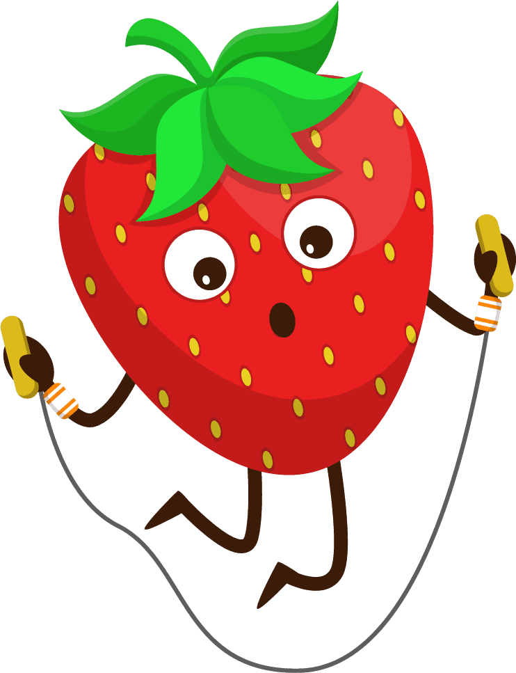 bundle fruit cartoon mascot vector featuring a playful strawberry skipping rope