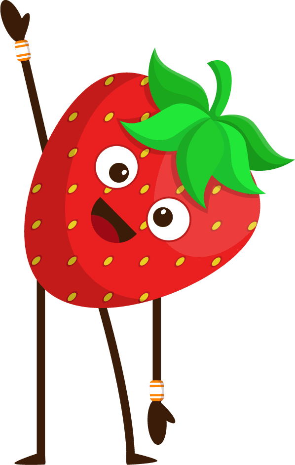 bundle fruit cartoon mascot vector with happy strawberry character for kids and marketing