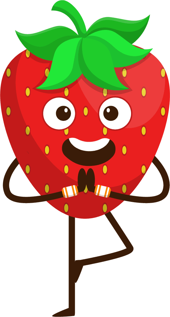 bundle fruit cartoon mascot vector featuring a cheerful strawberry in playful pose