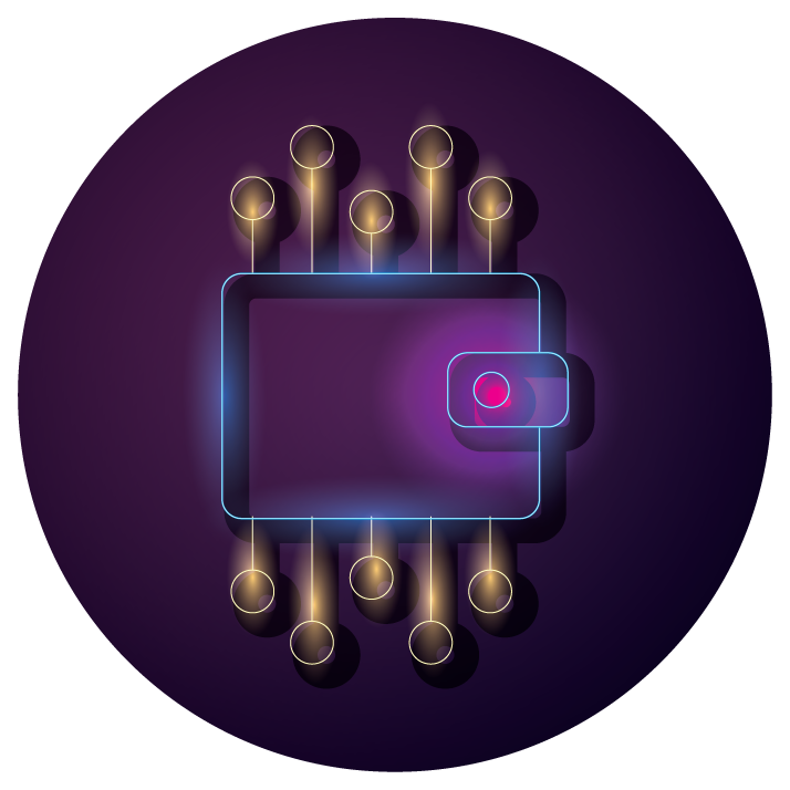 bundle of crypto currency icons neon style