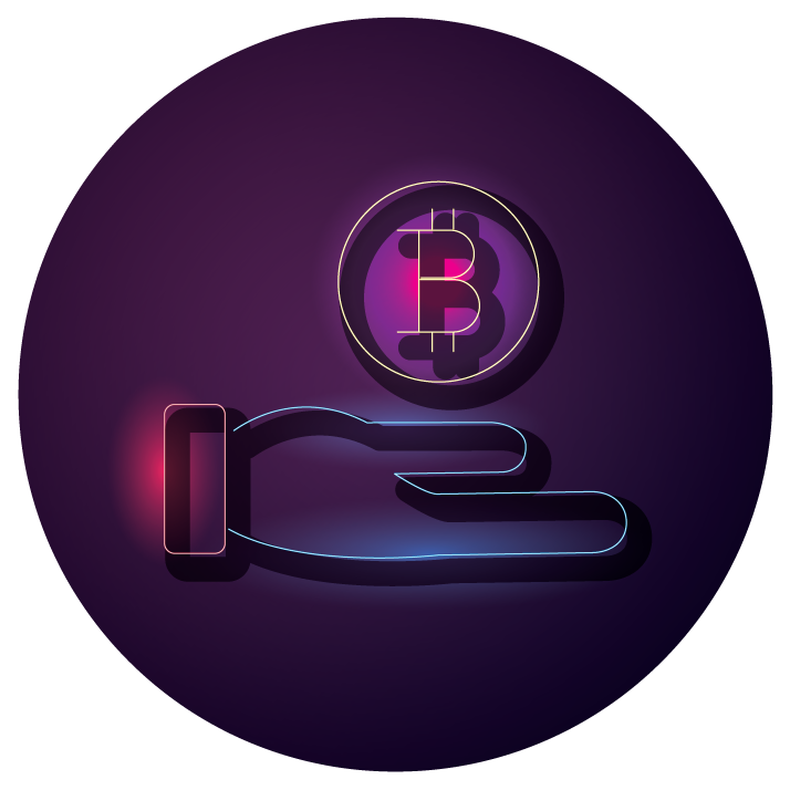 bundle of crypto currency icons neon style
